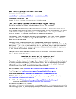 OHSAA Releases Second‐Round Football Playoff Pairings  News Release – Ohio High School Athletic Association 