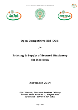 Open Competitive Bid (OCB) Printing &amp; Supply of Secured Stationery