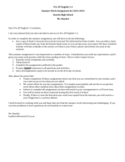 Pre-AP English 1-2 Summer Work Assignment for 2014-2015 Enochs High School Mr. Hayden