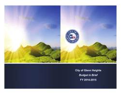 City of Glenn Heights FY 2014-2015 Budget in Brief
