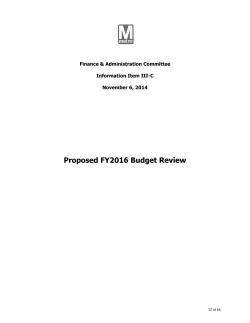 Proposed FY2016 Budget Review Finance &amp; Administration Committee Information Item III-C