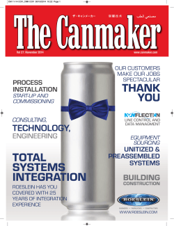 Vol 27: November 2014 www.canmaker.com