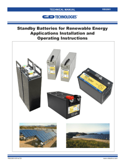 Standby Batteries for Renewable Energy Applications Installation and Operating Instructions TECHNICAL MANUAL
