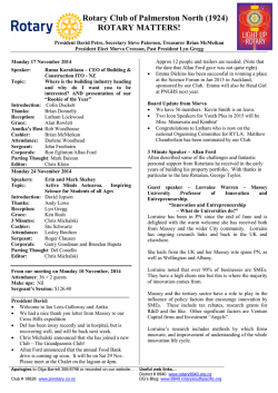 Rotary Club of Palmerston North (1924) ROTARY MATTERS!