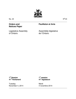 Orders and Feuilleton et Avis Notices Paper Legislative Assembly
