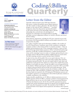 Quarterly &amp; Coding Billing Letter from the Editor