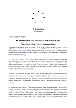 RR Media Names Tim Richards to Board of Directors