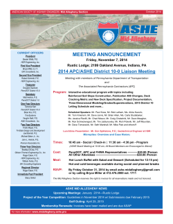 MEETING ANNOUNCEMENT 2014 APC/ASHE District 10-0 Liaison Meeting Friday, November 7, 2014