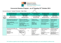 Concurrent Session Program - as of Thursday 23 October 2014 rd