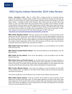 MSCI Equity Indexes November 2014 Index Review Press Release