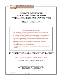 SUMMER INTERNSHIPS FOR STEM STUDENTS FROM TRIBAL COLLEGES AND UNIVERSITIES