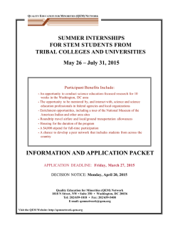 SUMMER INTERNSHIPS FOR STEM STUDENTS FROM TRIBAL COLLEGES AND UNIVERSITIES