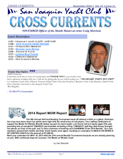 Cross Currents Event Reminders From the Helm: