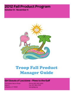 Troop Fall Product Manager Guide 2012 Fall Product Program