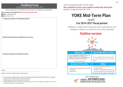 YOKE Mid-Term Plan (draft) For 2014-2017 ﬁscal period Feedback Form