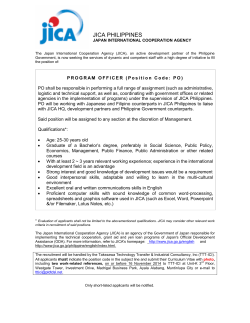 JICA PHILIPPINES JAPAN INTERNATIONAL COOPERATION AGENCY