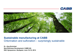 Sustainable manufacturing at CABB  Chlorination and sulfonation – surprisingly sustainable