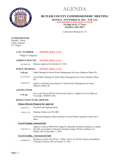 AGENDA BUTLER COUNTY COMMISSIONERS’ MEETING MONDAY, NOVEMBER 10, 2014 – 9:30 A.M.