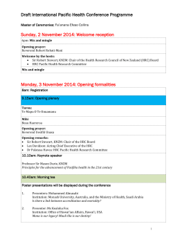 Draft International Pacific Health Conference Programme