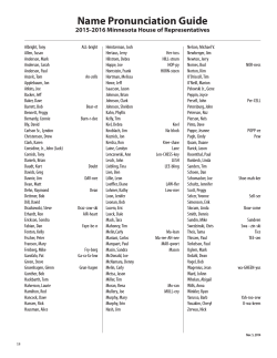 Name Pronunciation Guide 2015-2016 Minnesota House of Representatives
