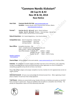“Canmore Nordic Kickstart” AB Cup #1 &amp; #2 Race Notice