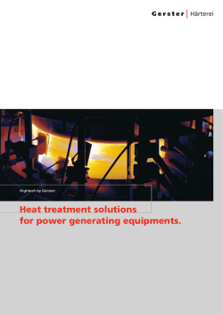 Heat treatment solutions for power generating equipments. Hightech by Gerster: 1