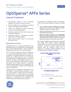 OptiSperse* APFe Series Internal Treatment Fact Sheet