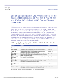 End-of-Sale and End-of-Life Announcement for the