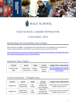 HALE SCHOOL CAREERS NEWSLETTER 4 November, 2014 Scholarships for Universities and Colleges