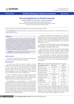 Symbiosis Dermatophytosis in Small Animals SOJ Microbiology &amp; Infectious Diseases Review Article