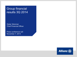 Group financial results 3Q 2014 Dieter Wemmer Chief Financial Officer