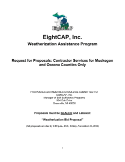 EightCAP, Inc.  Weatherization Assistance Program Request for Proposals: Contractor Services for Muskegon
