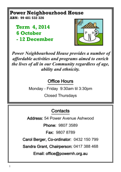 Power Neighbourhood House Term  4, 2014 6 October - 12 December