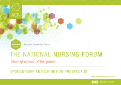THE NATIONAL NURSING FORUM Staying ahead of the game SPONSORSHIP AND EXHIBITION PROSPECTUS