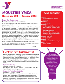 MOULTRIE YMCA November 2014 - January 2015 SAVE THE DATE
