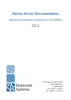 Device Driver Documentation Windows Embedded Compact for FSVYBRID