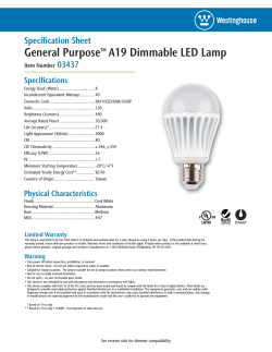 General Purpose A19 Dimmable LED Lamp Specification Sheet 03437