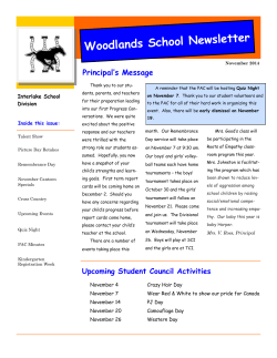 Woodlands School Newsletter Principal’s Message Interlake School