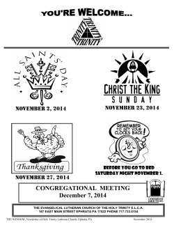 CONGREGATIONAL  MEETING December 7, 2014 November 23, 2014 November 2, 2014