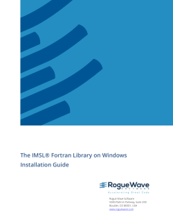The IMSL® Fortran Library on Windows Installation Guide Rogue Wave Software
