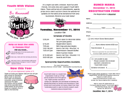 BUNCO MANIA  Youth With Vision November 11, 2014