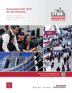 Automation Fair&reg; 2014 On-Site Directory November 19-20, 2014 Anaheim Convention Center