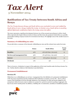 Tax Alert 5 November 2014 Kenya