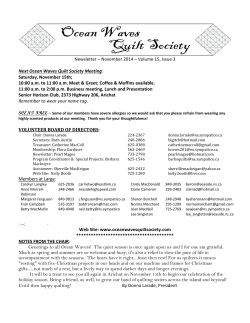 Newsletter – November 2014 – Volume 15, Issue 3