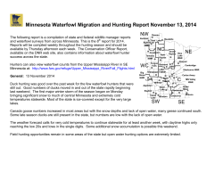 Minnesota Waterfowl Migration and Hunting Report November 13, 2014 NW
