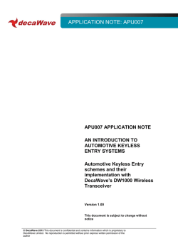 APU007: Introduction to Automotive Keyless Entry Systems
