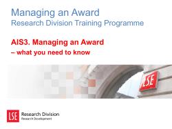 Managing an Award Research Division Training Programme AIS3. Managing an Award
