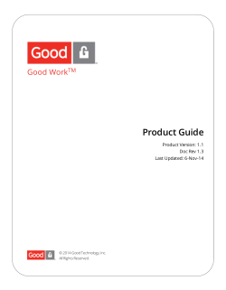 Product Guide Good Work TM Product Version: 1.1