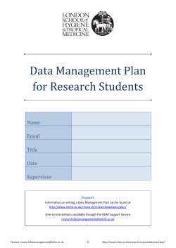 Data Management Plan for Research Students  Name