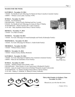 MASSES FOR THE WEEK SATURDAY,  November 15, 2014 Page  1